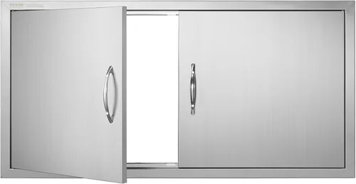 Miniatura 12 de VEVOR Puerta de acceso para barbacoa, 36 pulgadas de ancho x 21 pulgadas de alto, puerta de cocina doble para exteriores, puerta de acero inoxidable