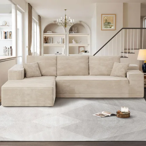 Miniatura 17 de Sofás seccionales Cloud de 96 pulgadas para sala de estar, sofá sin hueso en forma de L con cómoda silla, sofá modular con asiento profundo,