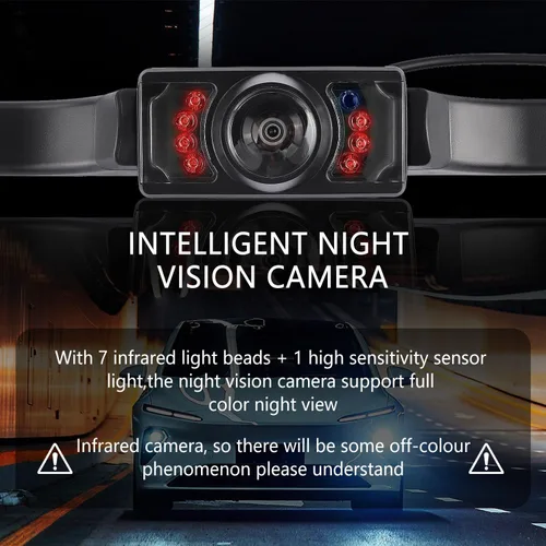 Miniatura 3 de Cámara de respaldo HD para automóvil con cámara de matrícula de visión nocturna de 8 LED, gran angular de 170°, cámara de visión trasera impermeable