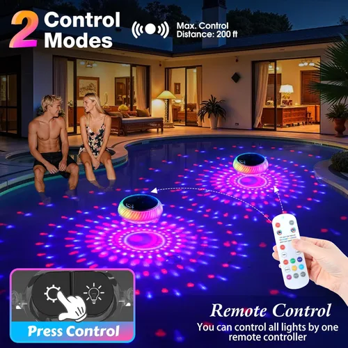 Miniatura 6 de Goallim Luces Solares Flotantes para Piscina, 7.6 Pulgadas RGB Superior e Inferior que Cambian de Color, Luces Solares para Piscina que Flotan