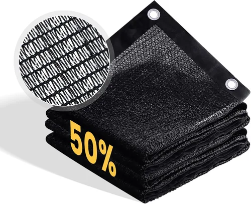VICLLAX 50% tela de sombra, malla negra duradera de 3 x 6 pies con cada ojal de 3 pies, red de tela para sombra solar para cubierta de plantas,