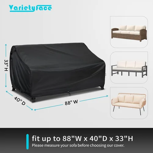Miniatura 2 de Funda impermeable para sofá de exterior de 88W×40D×33H - Protector resistente para banco de patio de 3 plazas, se ajusta a muebles de 86-88 pulgadas