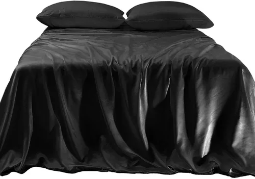 Miniatura 18 de Elegant Comfort Lujoso juego de sábanas de satén sedoso de 4 piezas, agradable para la piel y el cabello, resistente a las arrugas, la decoloración