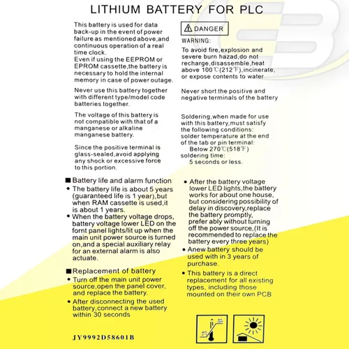 Miniatura 8 de La batería de respaldo de computadora PLC reemplaza a Energy+ 1756-BA2 1756-L61 (Serie B) 1756-L61S 1756-L62 (Serie B) 1756-L62S 1756-L63 (Serie B)