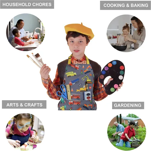 Miniatura 7 de Delantal para niños - cocina, jardinería, artista, pintura, limpieza, horneado, cerámica, chef, cocina, regalo para niños, niñas Camión