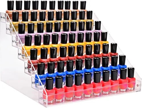 Miniatura 9 de Soporte de estante de 3 capas de acrílico transparente para organizador de esmalte de uñas, almacenamiento de aceite esencial, gafas de sol