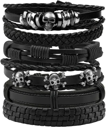 Miniatura 15 de Pulsera de cuero trenzada ajustable para hombres y mujeres