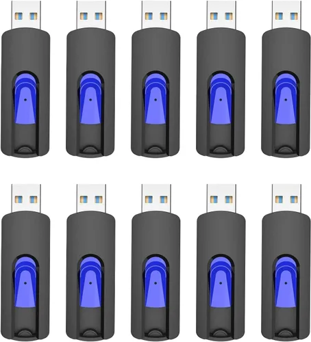 Miniatura 12 de JUANWE Paquete de 2 unidades flash USB de 128 GB, unidad flash USB 3.0 retráctil deslizante, memoria USB portátil con orificio para cordón, unidad 2