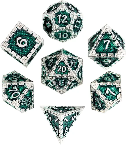 Miniatura 18 de UDIXI Juego de dados de metal de 7 troqueles, juego de dados poliédricos DND para juegos de rol y otros juegos de mesa (cobre antiguo)