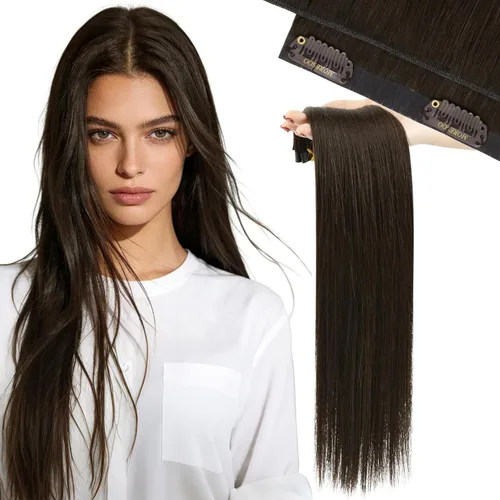 Miniatura 16 de Moresoo - Extensiones de cabello humano con pinzas, sin costuras, con trama, de poliuretano, invisible, cabello humano real, color rubio platino, 7