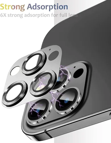 Miniatura 3 de Protector de lente de cámara de metal compatible con iPhone 13 Pro Max/iPhone 13 Pro Cubierta de cámara de metal Protector de pantalla de vidrio
