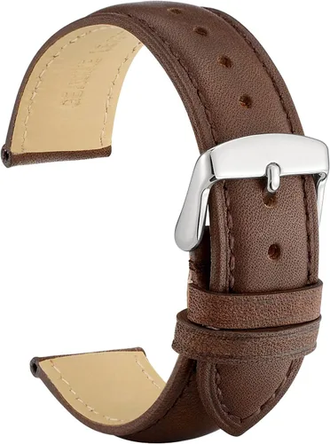 WOCCI Correa de reloj de cuero, correa de repuesto vintage, hebilla de acero inoxidable, ancho de 0.551 in, 0.630 in, 0.709 in, 0.748 in, 0.787 in,