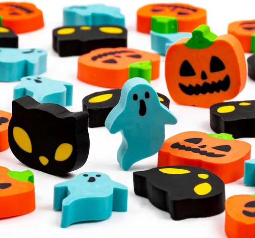 Miniatura 5 de YGAOHF Paquete de 48 mini borradores de Halloween, 6 estilos lindos a granel, divertidos borradores de calabaza, fantasma, murciélagos, recuerdos