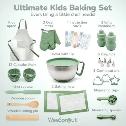 Miniatura 2 de Kit de Repostería Definitivo para Niños - Set de Repostería para Niños con Utensilios de Tamaño Infantil - Incluye Delantal, Guantes para Horno