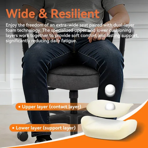 Miniatura 5 de Silla de oficina de 500 libras, silla de escritorio ergonómica de malla grande y alta, resistente con asiento extra ancho de 24 pulgadas, soporte