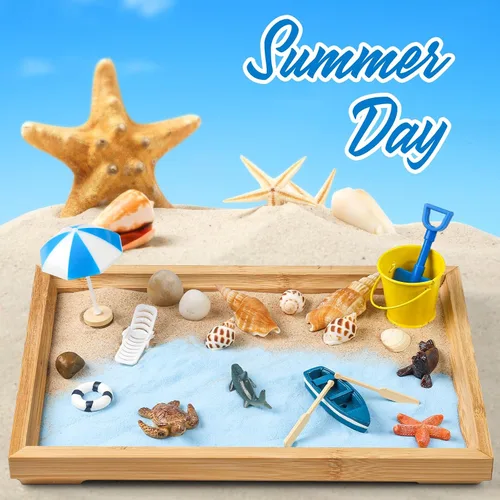 Miniatura 4 de Kit de Jardín Zen para Escritorio - Hermoso Juego de Decoración de Caja de Jardín de Arena Zen de Playa Japonesa Mini Premium para el Hogar, Oficina
