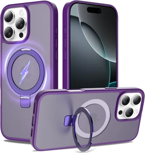 Miniatura 13 de Funda con soporte ultra magnético para iPhone 17 Pro Max [protección militar contra caídas] [compatible con MagSafe] a prueba de golpes, translúcida