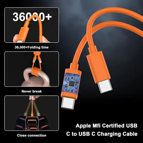 Miniatura 5 de [Certificado MFi de Apple] Cargador para iPhone 17 Pro Max de carga rápida, PD 40 W USB C bloque de carga con cable de carga tipo C de 10 pies