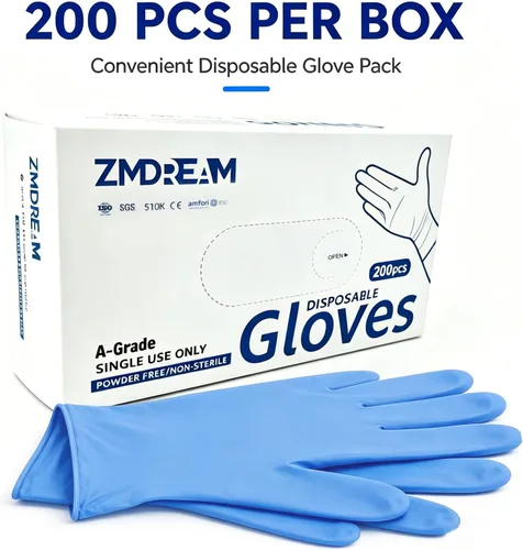 Miniatura 6 de ZMDREAM Nitrile Gloves 4-mil Thick 200 & 2000 Counts Latex-Free, Powder-Free, Textured Grip 4 Sizes for Exam, Food Service