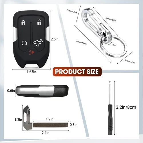 Miniatura 7 de Funda para llave de 5 botones para Chevy Silverado GMC Sierra 1500 2500 HD 3500 HD 2019 2020 2021 2022 2023 2024 HYQ1EA HYQ1ES, cubierta de llave