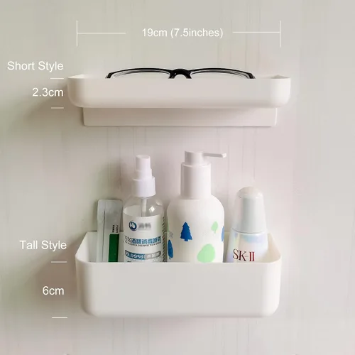 Miniatura 4 de Estante flotante de plástico adhesivo para colgar en la pared, organizador de ducha para baño, cocina, almacenamiento adicional necesario