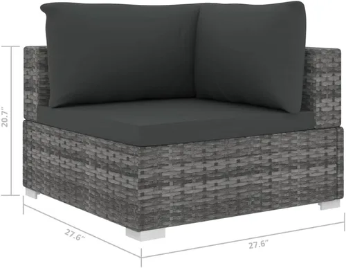 Miniatura 8 de 5 Piece Patio Lounge Set with Cushions Poly Rattan Gray, Sectional Furniture,Outdoor Patio Furniture Set, Garden Sofa Sectional Furniture Set for