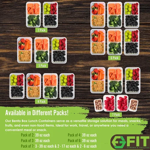 Miniatura 9 de FIT, Strong & Healthy - contenedores loncheras para comidas preparadas. Calidad premium, a prueba de pérdidas, sin BPA. Se puede calentar