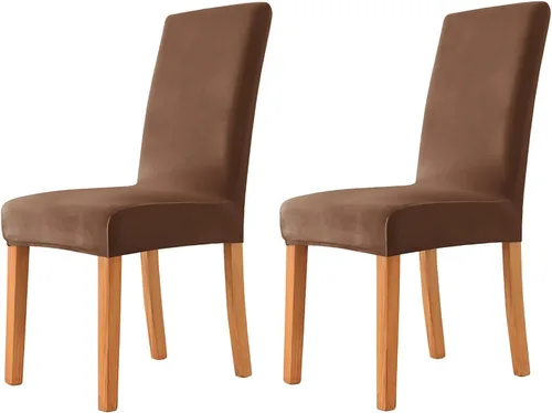 Miniatura 15 de Velvet Chair Covers Beige Gray, Stretch Dining Room Chair Covers 2 Pack, Super Fit Dining Chairs Slipcovers Spandex Washable Kitchen Parson Chair