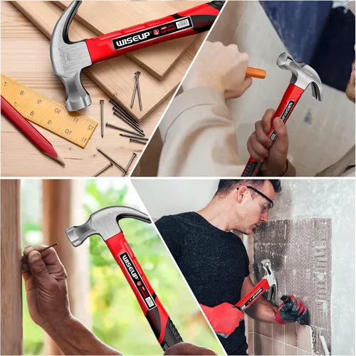 Miniatura 6 de WISEUP Juego de 560 uñas de pared y acabado para colgar imágenes, juego de martillo pequeño de 8 onzas, cinta métrica de 10 pies, kit