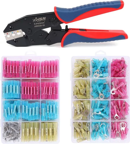 Miniatura 8 de Zhushan Juego de herramientas de prensado de alambre de 8 piezas, kit de crimpadora de trinquete con troqueles intercambiables para conectores