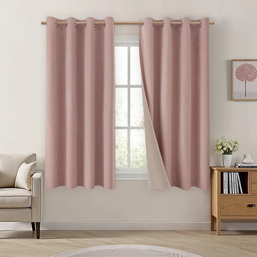 Miniatura 20 de Homeideas Cortinas Rosa Claro 100% Opacas de 84 Pulgadas de Largo, Gruesas Cortinas de Lino Sintético/Mezcla de Lino Texturizadas, Lindas Cortinas