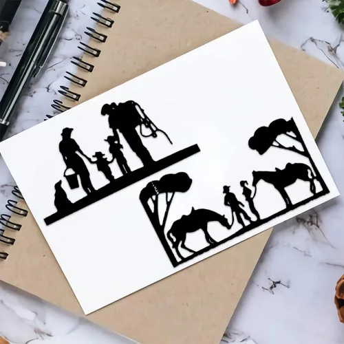 Miniatura 4 de Estivaux Troqueles de árboles de caballos para hacer tarjetas, juegos de troqueles de corte de vaquero, plantillas de troqueles familiares