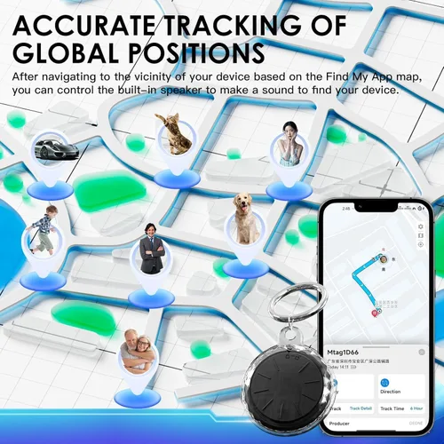 Miniatura 8 de Rastreador GPS negro para vehículos, 1 rastreador de coche en tiempo real funciona con Apple Find My(solo iOS), sin suscripción, cobertura global