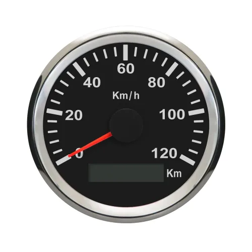 ELING Impermeable KM GPS velocímetro odómetro 120KM/H para coche motocicleta tractor camión con retroiluminación 3.346 in 12V/24V Negro y acero