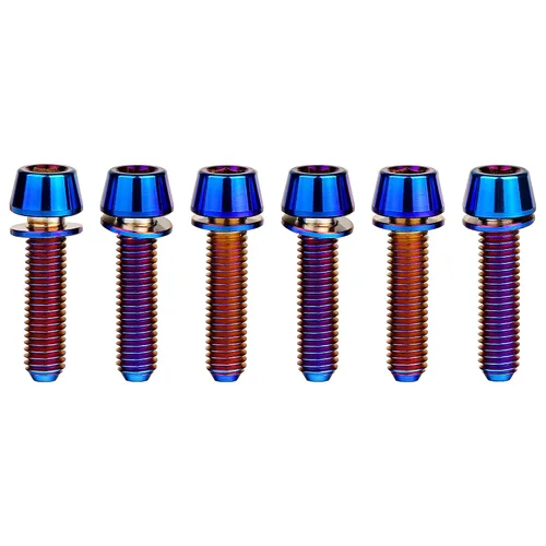 Miniatura 10 de Tornillos hexagonales de titanio M5x20mm con arandela Allen para vástago de bicicleta, paquete de 6 unidades (negro)