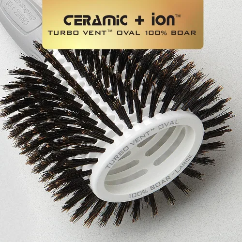 Miniatura 5 de Olivia Garden Cerámica y Ion Turbo Vent 100% cerdas de jabalí cepillo redondo para el pelo