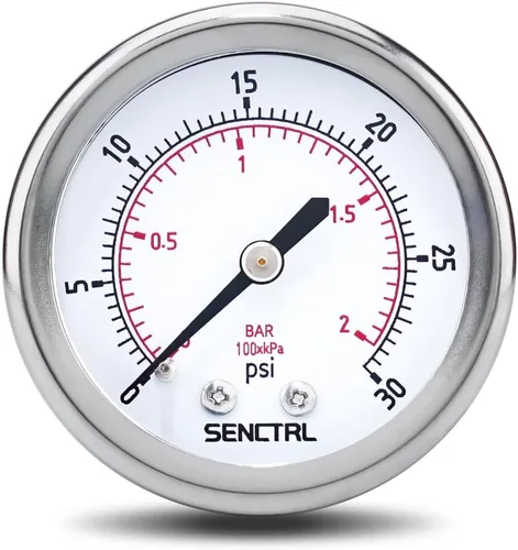 Miniatura 17 de SENCTRL Medidor de presión de 200 psi, tamaño de dial de 2 pulgadas, montaje trasero 1/4 NPT, impermeable, caja de acero inoxidable, para filtro