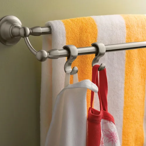 Miniatura 4 de Moen Colección Sage, Barra Doble de Toallas de Baño de 24 Pulgadas, Níquel Cepillado Resistente a las Manchas, DN6822BN, Colgador de Baño de Pared