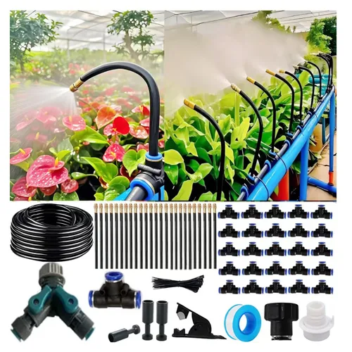 Miniatura 10 de Kit de riego por goteo, sistema de riego automático para plantas en maceta, microaspersores de cobre ajustables de 360 grados, accesorios de tubería