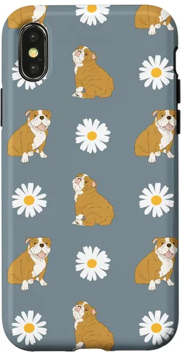 Miniatura 5 de Funda para iPhone 11 Pro English Bulldog and Daisy Flower Pattern Dusty Blue