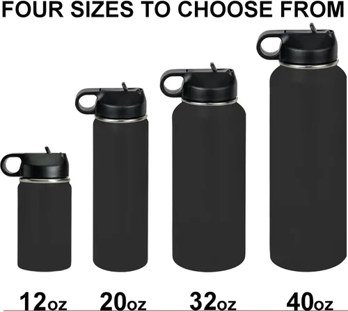Miniatura 9 de LaserGram Botella de agua personalizada, gimnasta niña, acero inoxidable de doble pared aislada al vacío con popote superior, regalo grabado Azul
