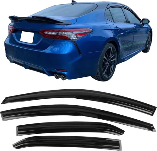 Miniatura 13 de IKON MOTORSPORTS Viseras de ventana de canal compatibles con Toyota Camry 2018-2024, protectores de lluvia acrílicos ahumado/tintados, deflectores