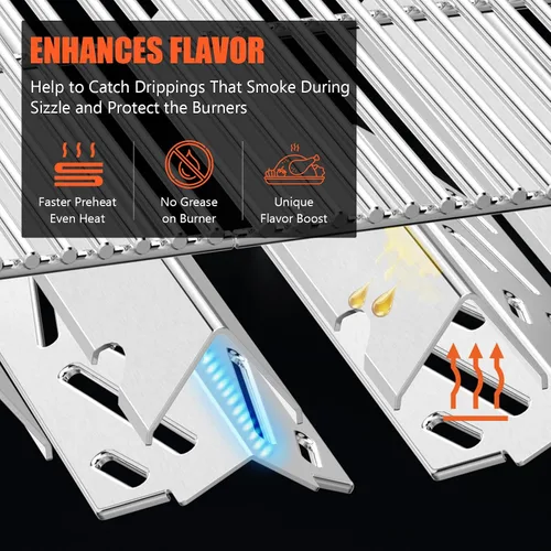 Miniatura 5 de QuliMetal 66033 Barras aromatizantes para Weber Genesis II E-410/E-415/E-435, piezas de parrilla para parrillas de gas Weber GS4 Genesis II LX serie