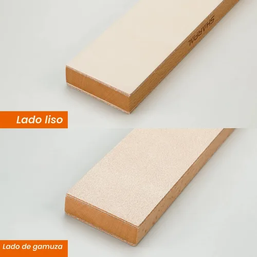 Miniatura 3 de SHARPAL 205H Asentador de Cuero de Doble Cara (Cuero Genuino de Vaca) 13.2" x 2.4" Kit con Compuesto de Pulido de 2 Oz. y Guía de Ángulo, Bloque