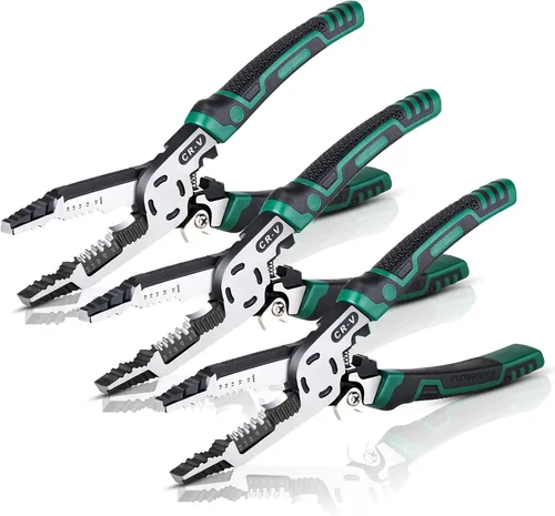 Miniatura 8 de 2 alicates 10 en 1 para pelacables, cortadores de cables, alicates combinados multifuncionales de 9 pulgadas con cortador de pelacables, alicates