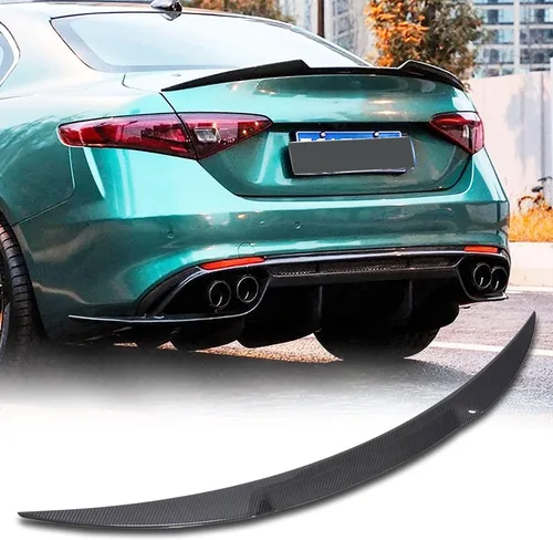Alerón de maletero de fibra de carbono en seco para Alfa Romeo Giulia Quadrifoglio Sedán 2015-2022, salida de fábrica, alerón trasero, tapa del
