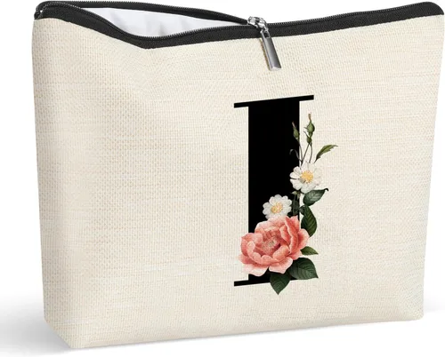 Miniatura 14 de Bolsa de maquillaje personalizada con inicial para mujer, bolsa de cosméticos con monograma, regalo de cumpleaños para mamá, regalo de dama