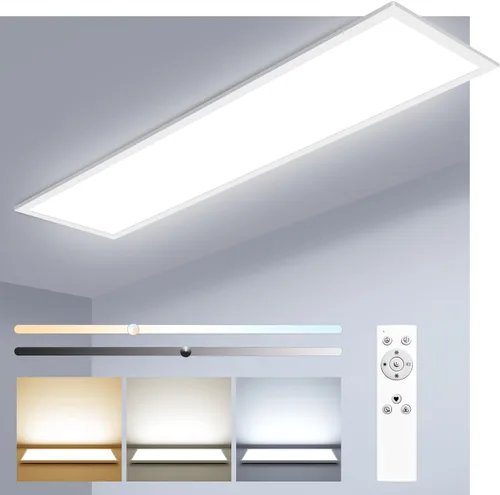 Miniatura 9 de zemty Luz LED de panel plano con control remoto de 22.8 x 7.8 pulgadas, 32 W, 3500 lúmenes, temperatura de color 3000 K-6500 K, lámpara de techo