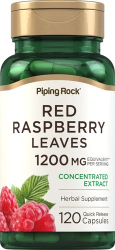 Piping Rock Cápsulas de hoja de frambuesa roja | 120 píldoras | Suplemento de extracto de hierbas | Sin OMG, sin gluten
