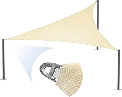 Miniatura 8 de E&K Sunrise - Toldo parasol triangular derecho de 12 x 34 x 36.1 pies, con un anillo de alambre de acero, bloqueo UV para pérgola, patio, jardín